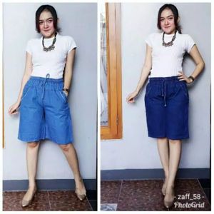 Celana Pendek Jeans Wanita 3/4 selutut / Hotpants Denim Premium / Hot pants Santai Cewek Polos