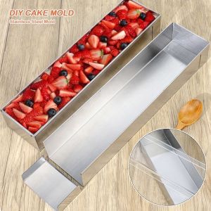 ANAMA Rectangle Shape Tiramisu Cake Mold Non-Stick Surface Removable Base Rectangular Cake Pan Durable DIY Non-Stick Baking Mold Baking