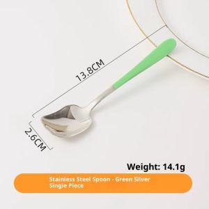 VINTLOOK ช้อนสแตนเลสสำหรับของหวาน เค้ก ไอศกรีม กาแฟ และโยเกิร์ต ดีไซน์โมเดิร์นเรียบง่าย พื้นผิวเงาสะท้อนแสง