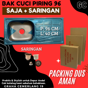 BAK CUCI PIRING / SINK / WASTAFEL STAINLESS STEEL 96 X 44 CM + SARINGAN