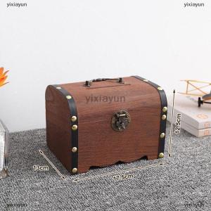 [COD] yixiayun 1 Set Vintage Treasure Storage Box Wooden Treasure Chest With Lock Piggy Bank Organizer Saving Box Case For Home Decoration