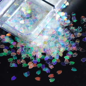 แพตช์ทำเล็บแบบญี่ปุ่นแผ่นปักเลื่อมลายดอกสีขาวเชอร์รี่สีแดงตาข่ายบรรจุ6ตาราง