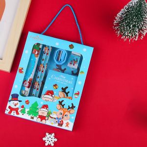 A7187 6Pcs/set Sharpener Christmas Stationery Set Stationery Handheld Study Stationery Set Creative Erasers Childrens Pencils Christmas
