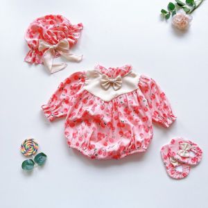 Body mũ hồng bé gái sơ sinh đến 12kg Bodysuit phối hoa kèm nón và giày siêu cưng [A404]