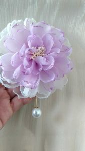 Hoa cài áo Canto hoa cúc xoan cài áo màu tím cà size 10cm