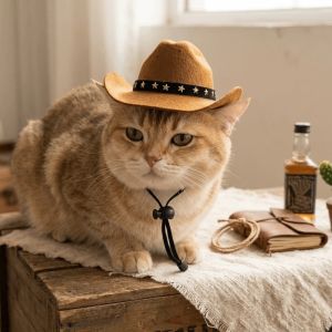 DJRGS Trang Phục Hóa Trang Trang phục cao bồi cho chó Retro Vải denim Bộ áo vest cho chó con Phụ kiện thú cưng với Mũ Sao Trang phục mèo Trang phục hóa trang cho thú cưng