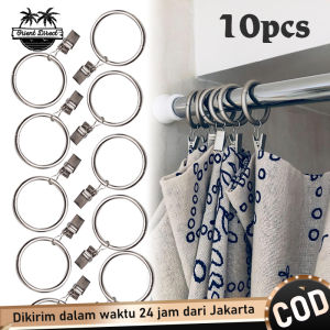 10pcs Ring Pipa Gorden 38mm Cincin Rel Gorden Dengan Klip Pengait Hordeng Jendela