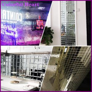 Colorful Heart สติกเกอร์กระเบื้องโมเสคกระจกขนาด4x100ซม. แบบ DIY สติกเกอร์ติดผนังอะคริลิคทรงสี่เหลี่ยมขนาดเล็กมีกาวในตัวงานฝีมือตกแต่งบ้านงานปาร์ตี้