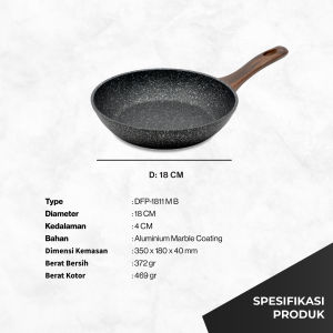 Wajan Deep Fry Pan Marble Non Induksi Miyako Cookware - Panci Penggorengan - Hitam
