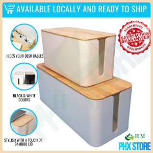 【COD】 Wires and Cables Storage Box Cable Box Power Strip Wire Case Charger Socket Organizer Storage Bin Desk Cable Box Organizer Wood & Plastic Lids Large Small - Home & Office Furnitures Charger Socket Organizer Storage Bin