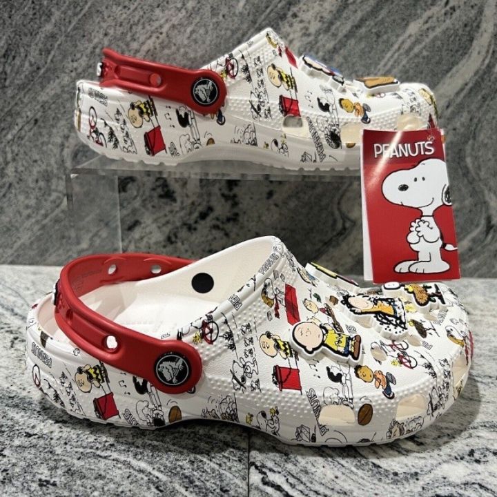 Crocs Peanuts Classic Clog Cute Cartoon Beach Shoes Outdoor Sandals Non ...