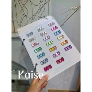 Kaise 32color Glossy Porcelain Cat Eye Nail Gel with Glitter – Summer Glass Beads Effect CatEye 32色琉璃瓷光猫眼美甲店开店猫眼亮片夏季玻璃珠