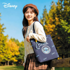 Disney Stitch Canvas Tote Bag Cute Large Capacity Shoulder Bag with Magnetic Button Multi-use Daily Handbag for Women & Girls Perfect for Shopping School & Commute