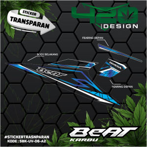 Sticker Stiker Striping Transparan Beat Karbu Custom Variasi Simple - Striping Semifull Motor Beat Karbu Carbu Bening - SBK-UV - 420 Design