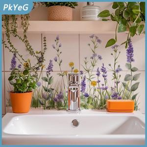PkYeG Mô hình hoa tươi chìm khu vực nền tường Sticker Phòng tắm tường trang trí tự dính có thể tháo rời không thấm nước sáng tạo Sticker