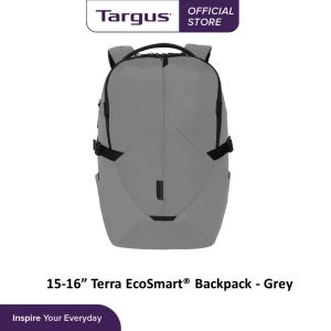 Targus 15-16” Terra EcoSmart® Backpack - Black/Grey Laptop Backpack for Casual Travel Daily Work Commute Large Capacity Lightweight Ergonomic