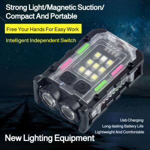 Mini Multifunctional Portable Magnetic Outdoor Emergency Flashlight Outdoor Mini Portable Red Blue Strong Light Multifunctional Work Light