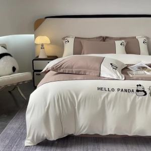 Washed Cotton Panda Skin-Friendly Brushed Cotton Duvet Cover Four-Piece Set Bedding Dormitory Student Bed Sheet Three-Piece Set LZD