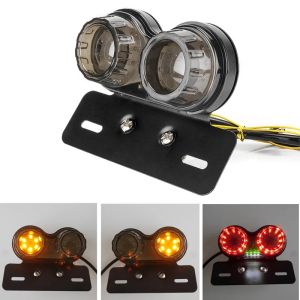 18 LED 12V Motorcycle Integrated Brake Tail Light Turn Signal Lamp With License Plate Bracket For Honda Yamaha Harley.