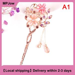 【Local shipping】 Hair Pin Double Flower Rhinestone Hair Stick Hair Clip