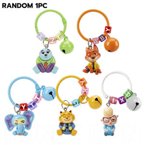Zootopia Cartoon Keychain Bag Charm - Durable Resin Doll Key Ring with Soft Rubber Wristband & Crisp Bell Gift - HoneyLion