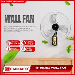 Standard ORIGINAL Wall Fan 16" and 18" Banana Blade Plastic & Metal Options High Performance Motor 3 Speed Switch Thermal Fuse Protection Oscillation