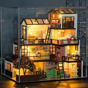DIY Wooden Miniature Model KitDream Town House Doll Houses 3D Puzzle Dollhouse With Furniture for Friends Birthday Gifts