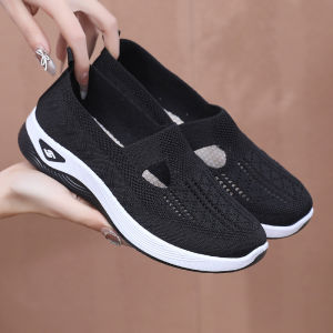 New Slip On Casual Rubber Shoes For Women Korean Comfortable Mesh Shoes Low Cut Soft Sneakers