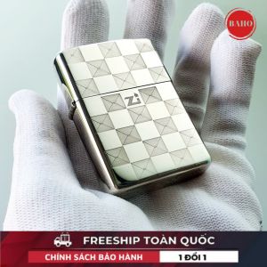 Bật Lửa Zippo Caro Bạc Khối Sterling Silver Armor 2022 ( Tặng Phụ Kiện ) Hột Quẹt Xăng Đá Zippo