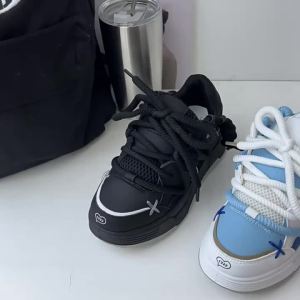 National Fashion Niche Dreadlocks Dopamine Thick Bottom Bread Shoes Female ins Color Matching Increasing Height and Making Feet Look Smaller Sports Casual Borad Shoes