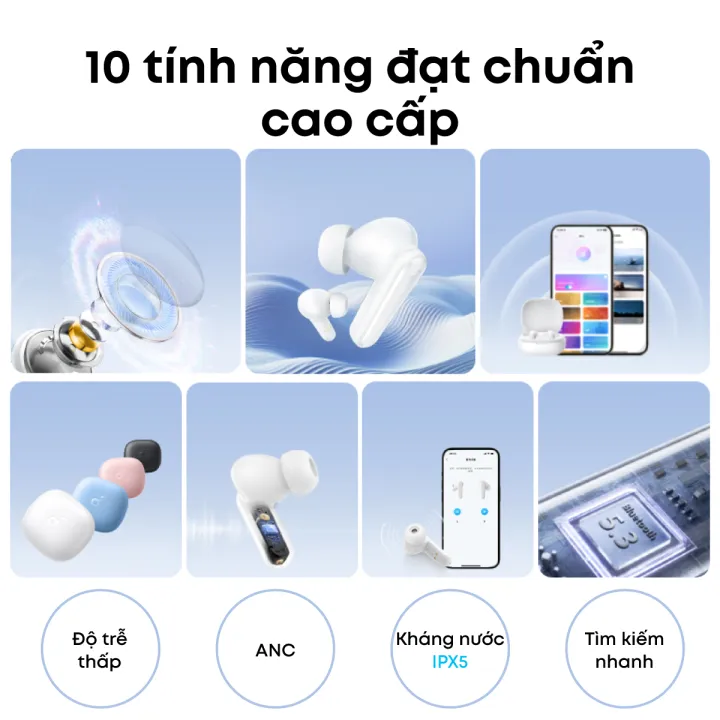 Tai nghe bluetooth soundcore R50i (P20i) siêu nhỏ gọn | 30 giờ phát nhạc | Chống nước IPX5 | AI Translation | BigBuy360 - bigbuy360.vn