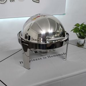 Prasmanan Roll Top Hotel Chafing Dish Rolltop Chaving Dish Bulat Stainless Set Tempat Warmer Sayur