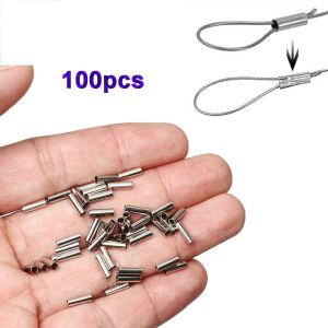 GONGL Accessories Stainless Steel Copper Tackle Tools Crimp Sleeves Connector Fishing Line Tube Fishing Wire Pipe