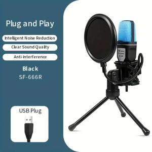 (Ship in 24hrs)Portable USB Microphone RGB  Microfone Condenser Wire Gaming Mic With Stand Plug&Play for Podcast Recording Streaming Laptop PC Desktop
