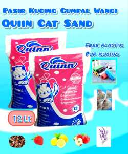Promo Expres-12 Liter Pasir Kucing Gumpal Wangi QUINN Cat Litter Anti Bakteri-Free Plastik Pup 1 Rol