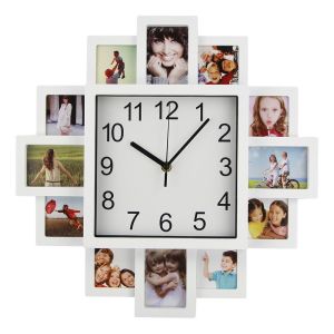 MUSASI Đen Trắng Đồng hồ treo tường hình khung ảnh 16 inch Gắn tường Đồng hồ khung ảnh Thanh lịch Thiết kế khung Đồng hồ treo tường Trang trí nhà cửa
