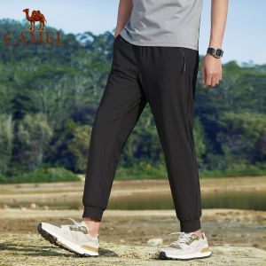 Camel male quick-dry breathable sports pants ice silk zipper pockets pants