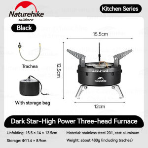 Naturehike Outdoor Portable Three Head Stove Windproof Gas Stove Card Stove Camping Tea Boiling Water Stove