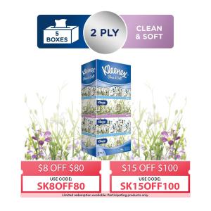 Kleenex Clean And Soft Garden 2-Ply Facial Tissues- 5 Boxes