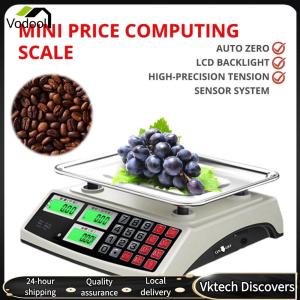 【Vodool】 40kg/1g Commercial Price Scale with Stainless Steel Plate Food Produce Scale LCD Digital Display Electronic Small Scale for Farmers Market Meat Shop