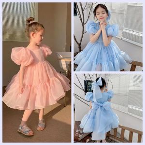 Kids Girl Puffy Dress Princess Puff Sleeves Short Sleeve Birthday Doll Dress Girl Cake Dresses Casual Outfits