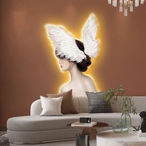 Tranh Đèn Led Mẫu Cô Gái Tráng Gương Trang trí Phòng Khách/ Phòng Ngủ/ Cửa hàng /Spa/ Shop Thời Trang/Tặng Quà