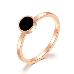 Cincin Titanium Bentuk Bulat Bahan Warna Hitam Bulgar Premium Lapis Emas #T02 T03
