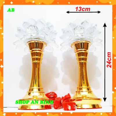 Cặp đèn thờ LED đổi 7 màu siêu đẹp cao 24 cm - Đèn Trang Trí Bàn Thờ đổi màu đẹp sang trọng - Đèn bàn thờ