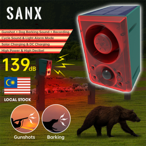 SANX Solar Alarm Motion Sensor Sound Light Loud 139db Gunshot & Dog Barking Alarm Warning Alert Home Security Alert System rumah