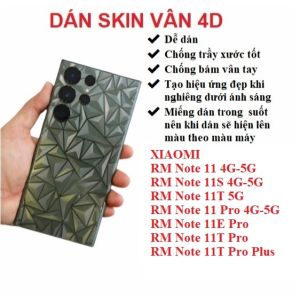 Miếng dán skin vân 4D mặt lưng trong suốt Xiaomi Redmi Note 11 Note 11S Note 11T Note 11 Pro Note 11E Pro Note 11T Pro