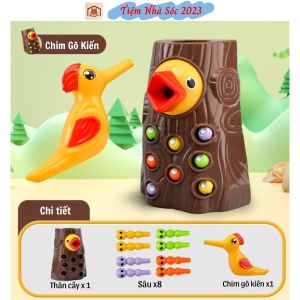 Đồ chơi trí tuệ chim gõ kiến bắt sâu từ tính giáo dục sớm thông minh cho bé-Tiệm Nhà Sóc 2023