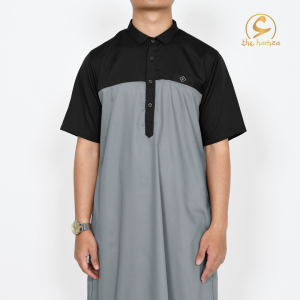 The Hamza Baju Koko Gamis Jubah Muslim Remaja Santri Pria Bahan Katun Toyobo Fodu Atasan Muslim Lengan Pendek