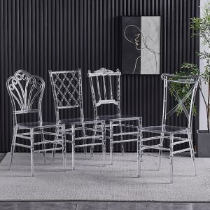 (พร้อมส่ง)เก้าอี้นางฟ้าคริสตัลห้องจัดเลี้ยงลดราคาพิเศษเก้าอี้พลาสติกงานแต่งงานโรงแรมร้านกาแฟเก้าอี้รับประทานอาหารเก้าอี้โปร่งใส/จัดส่งฟรี