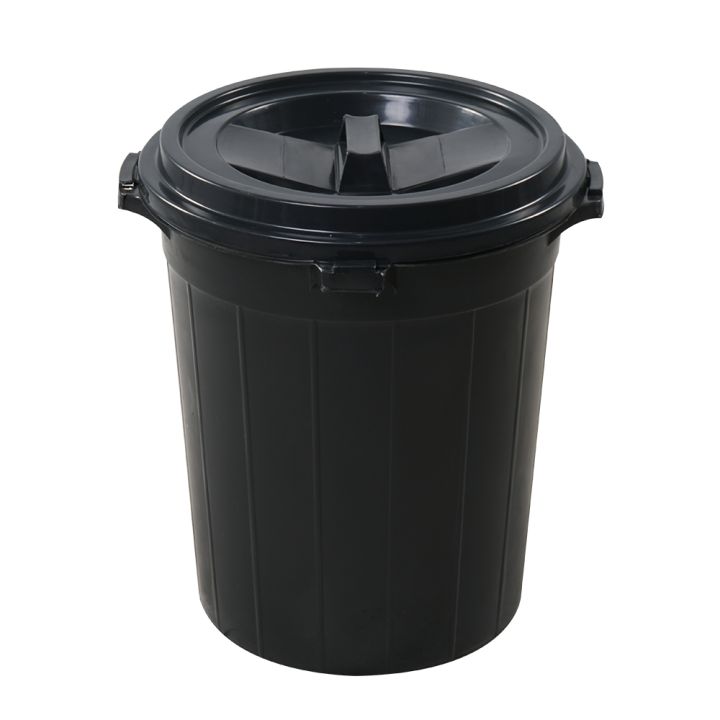 【Happyhome66】High Quality 12 Gallon/45 Liter Black Plastic Dustbin With ...